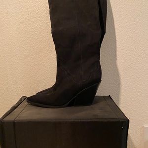 Black Faux Suede heeled boots